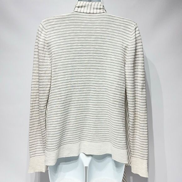 Eileen Fisher Open Cardigan Sweater Gray Stripe Linen Blend Women's Petite S - Picture 6 of 8